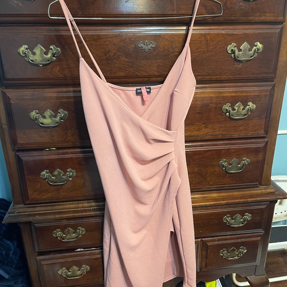 PrettyLittleThing Pink Ruched Mini Dress